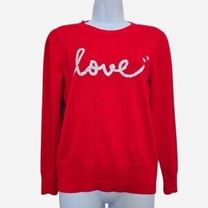 Marled Love Red Puff Sleeves Sweater Size Small